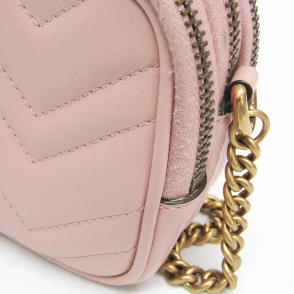 GUCCI Pink Leather GG Marmont Shoulder Bag - Picture 8 of 13